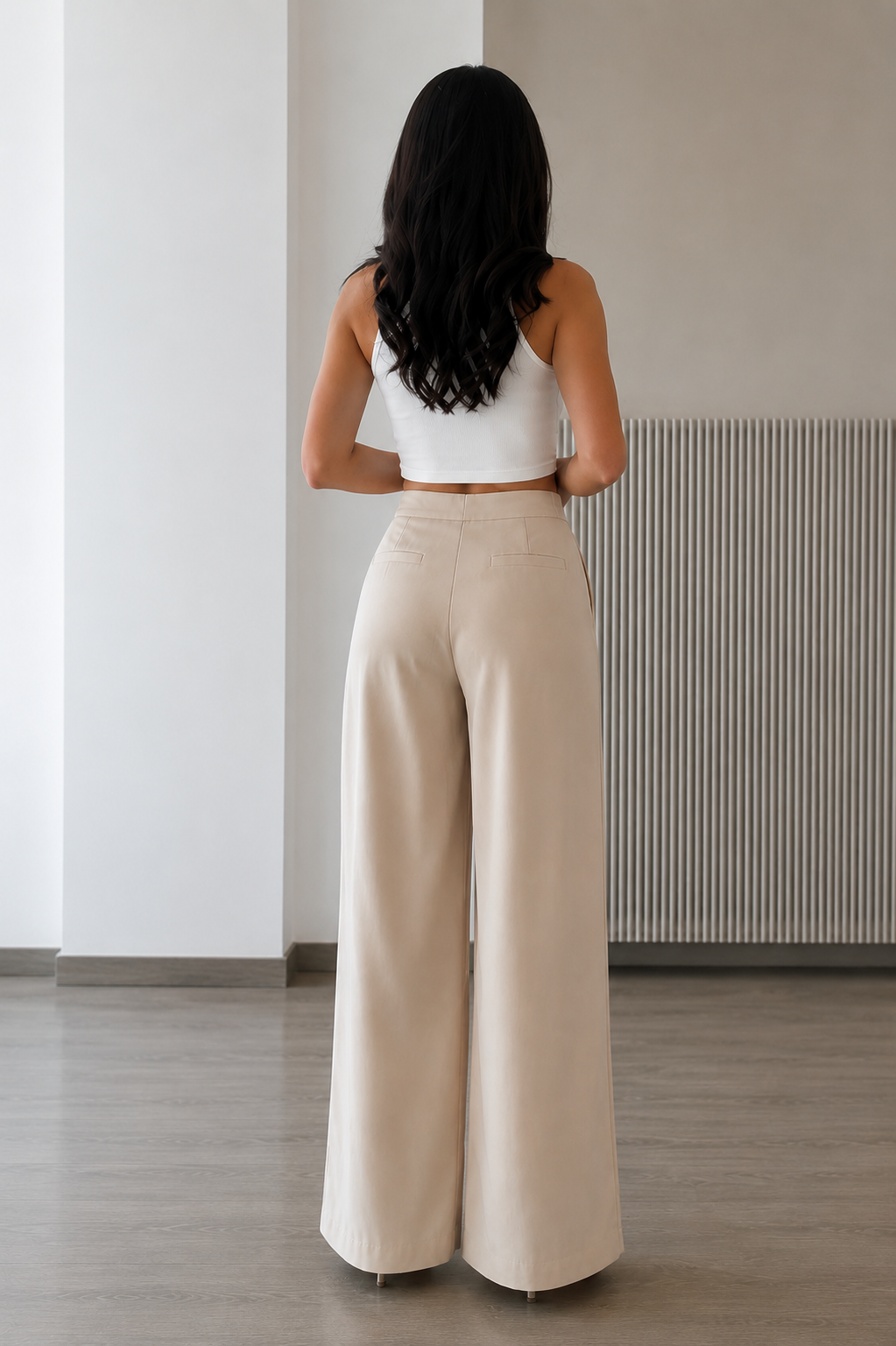 Bej Saten Palazzo Pantolon