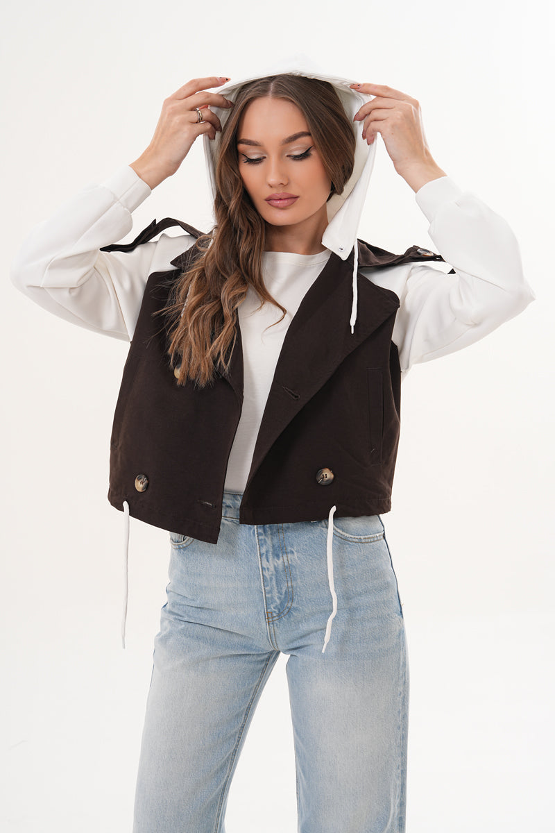 Kahverengi Kapüşonlu Trençkot