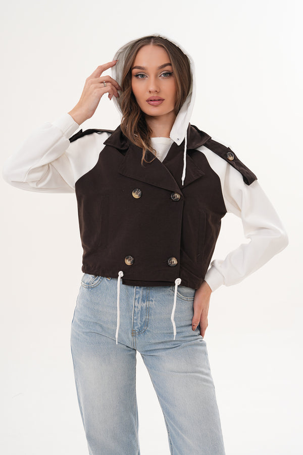 Kahverengi Kapüşonlu Trençkot