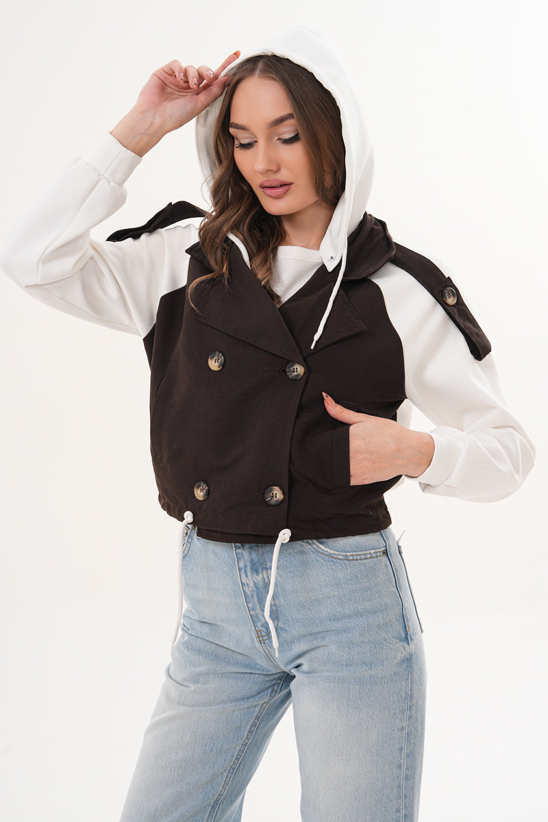 Kahverengi Kapüşonlu Trençkot