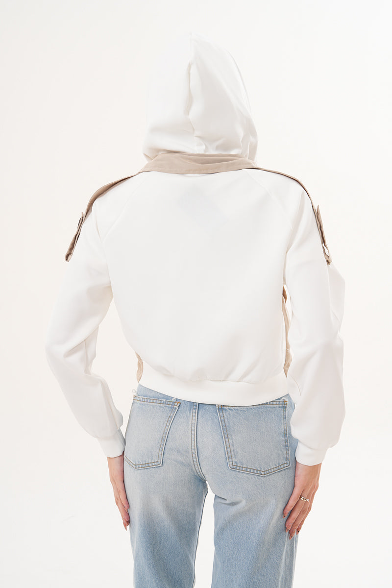 Bej Renk Kapüşonlu Trençkot