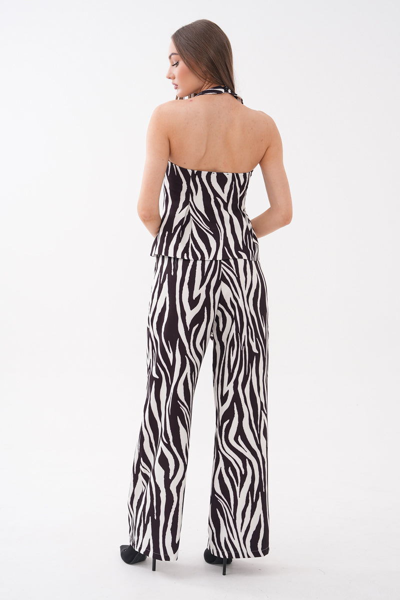 Zebra Desenli Yelek Pantolon Takım