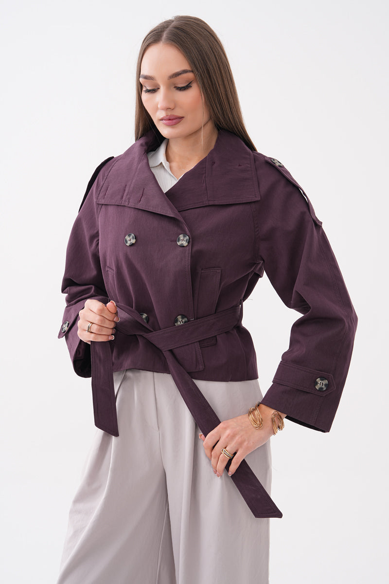 Mürdüm Kısa Trençkot