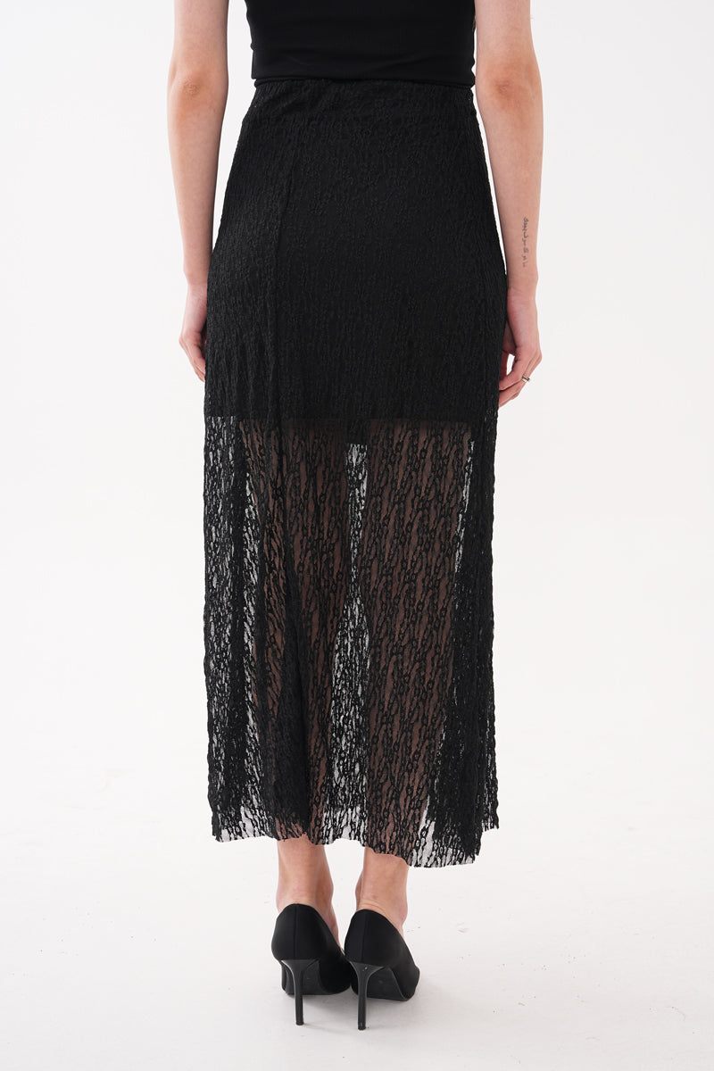 Siyah Dantelli Uzun Etek