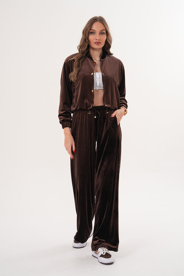 Kahverengi Kadife Ceket Pantolon İkili Takım