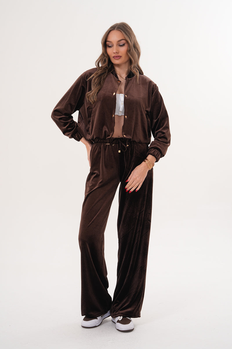 Kahverengi Kadife Ceket Pantolon İkili Takım