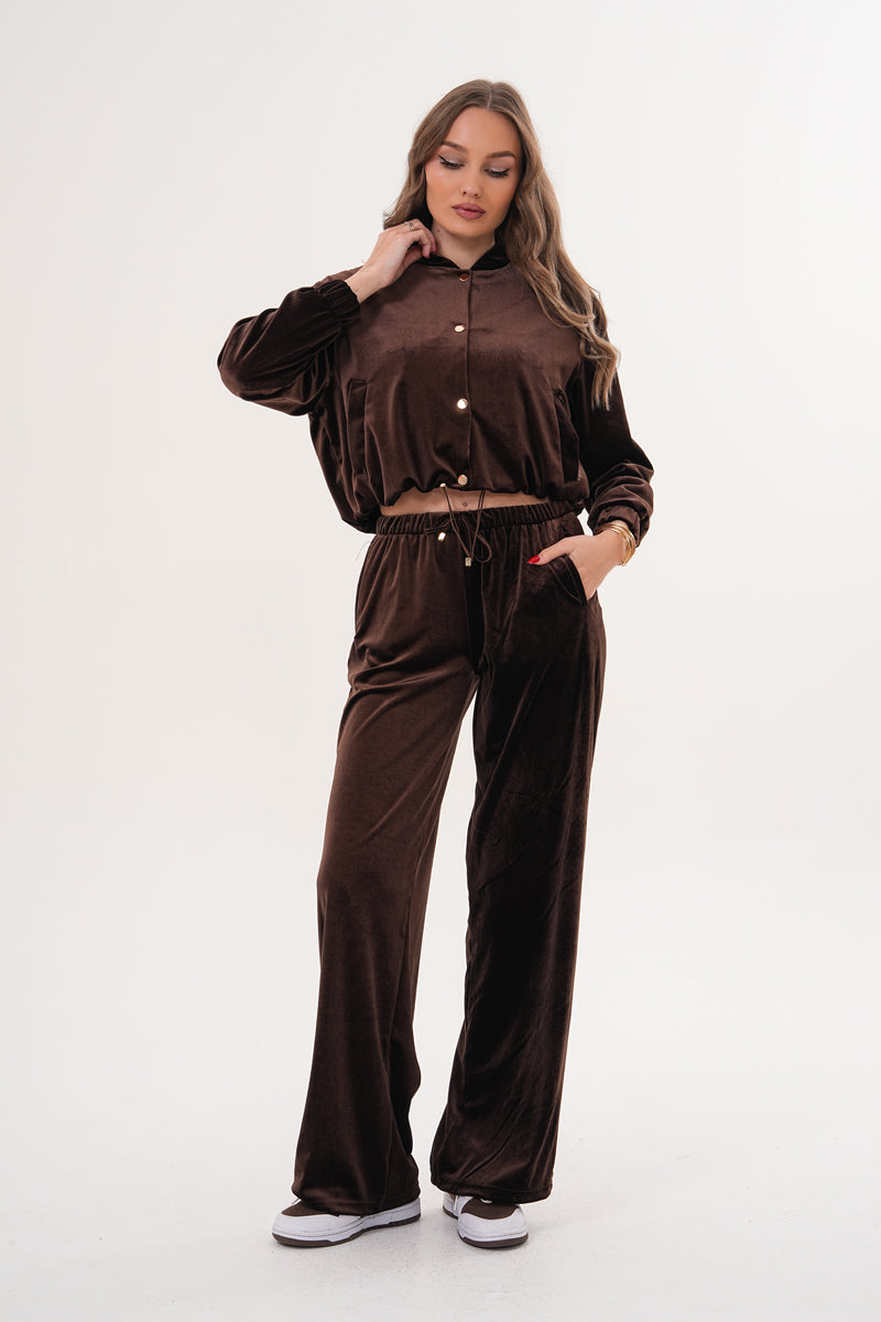 Kahverengi Kadife Ceket Pantolon İkili Takım