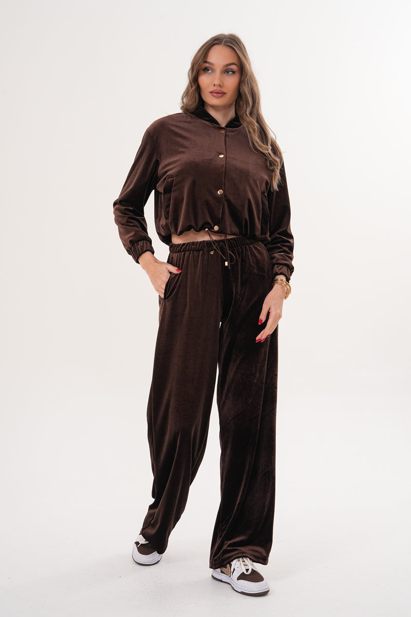 Kahverengi Kadife Ceket Pantolon İkili Takım