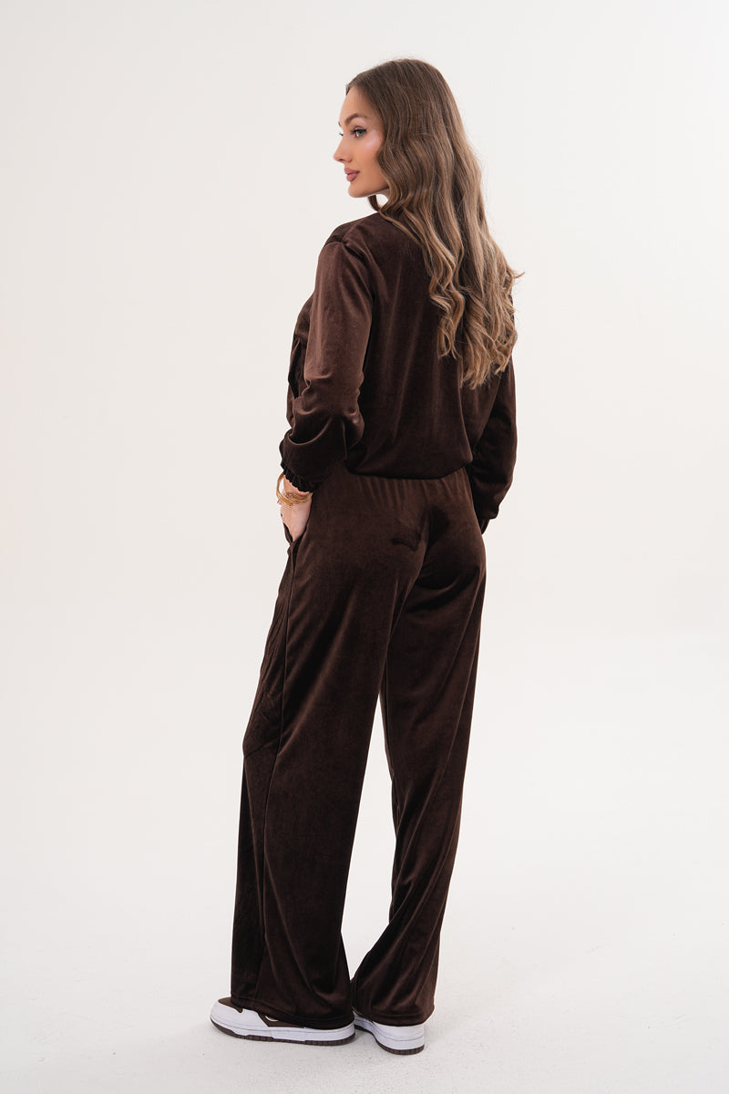 Kahverengi Kadife Ceket Pantolon İkili Takım