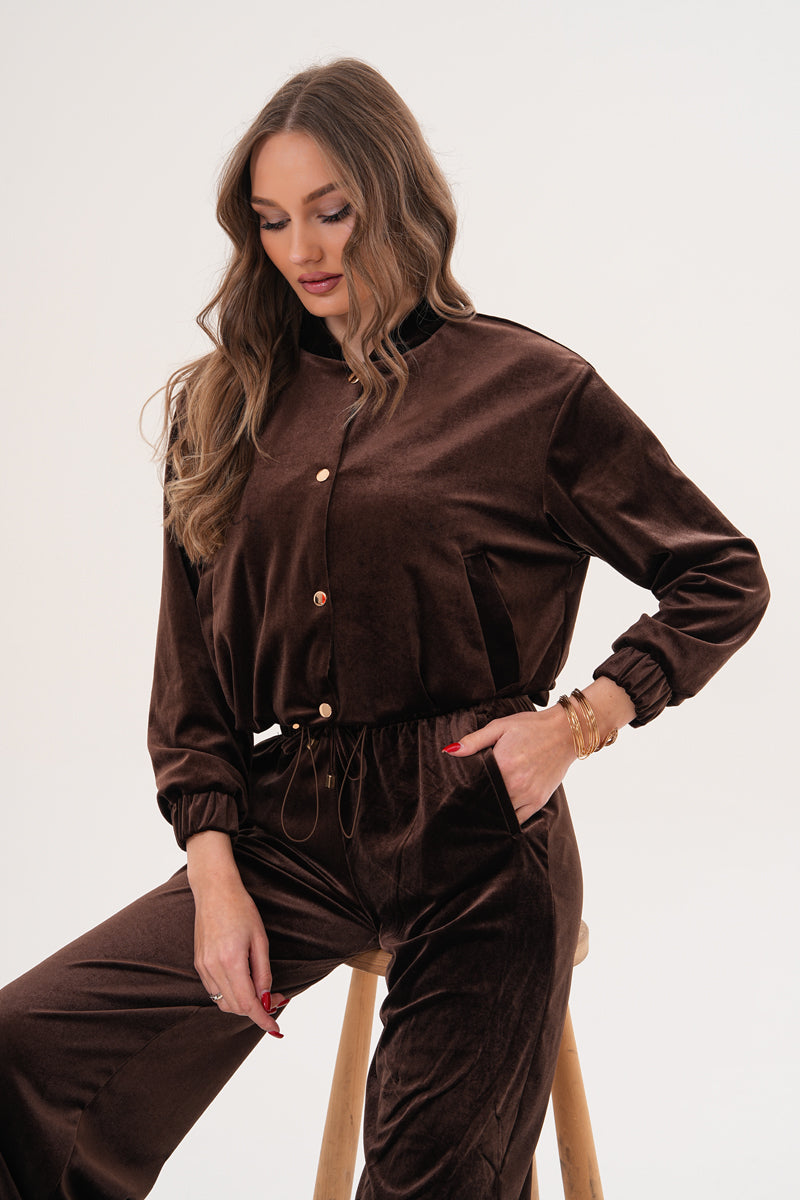 Kahverengi Kadife Ceket Pantolon İkili Takım