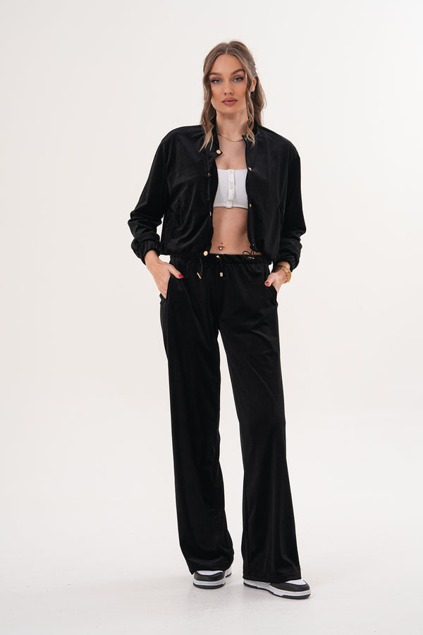 Siyah Kadife Ceket Pantolon İkili Takım