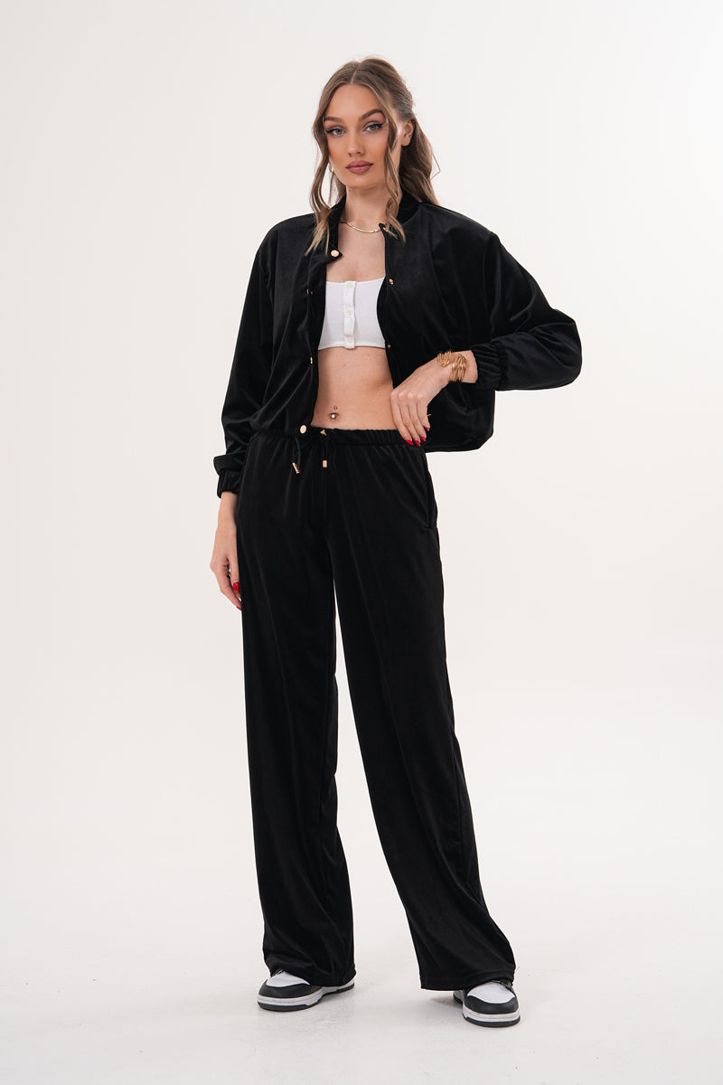 Siyah Kadife Ceket Pantolon İkili Takım