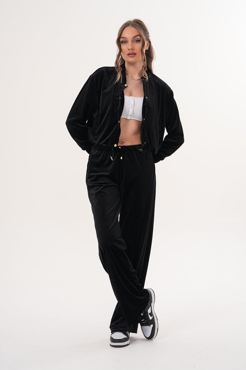 Siyah Kadife Ceket Pantolon İkili Takım