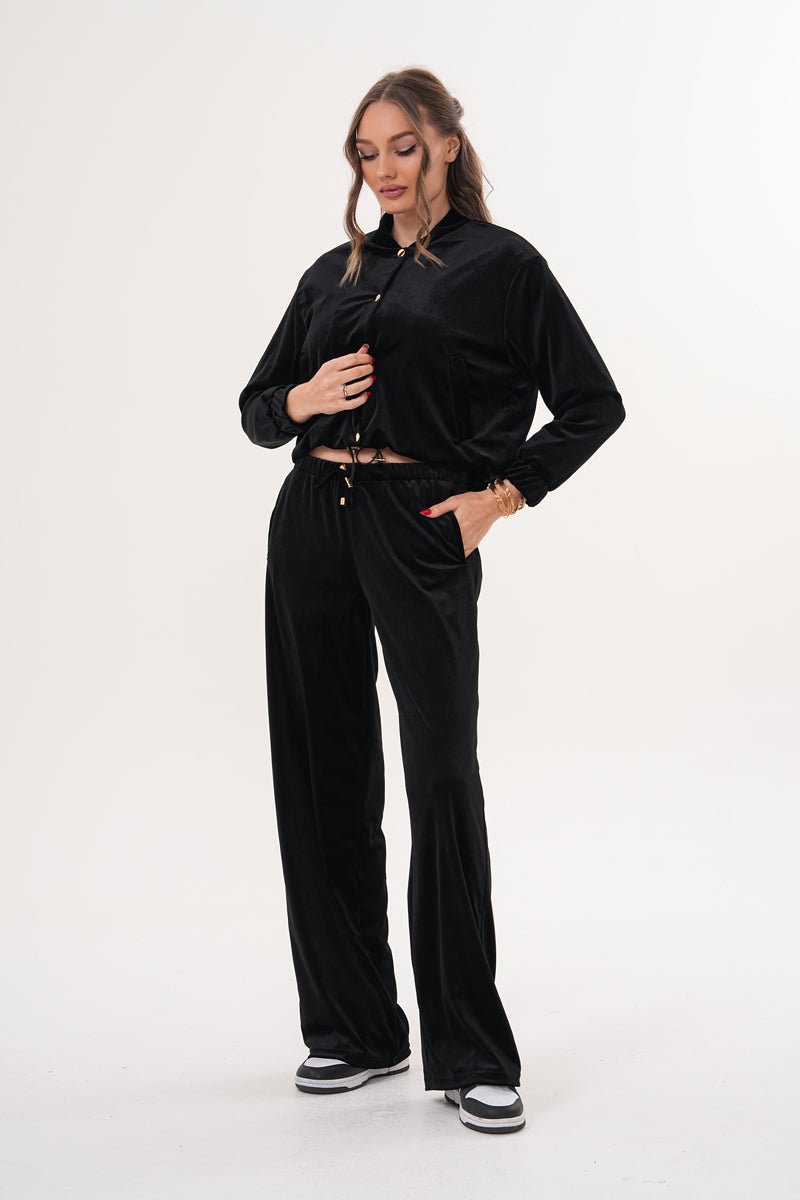 Siyah Kadife Ceket Pantolon İkili Takım