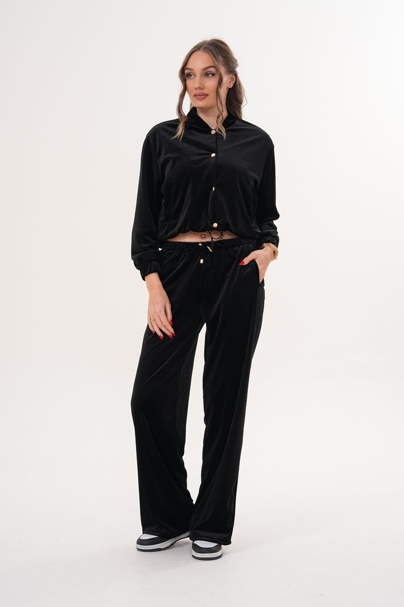 Siyah Kadife Ceket Pantolon İkili Takım