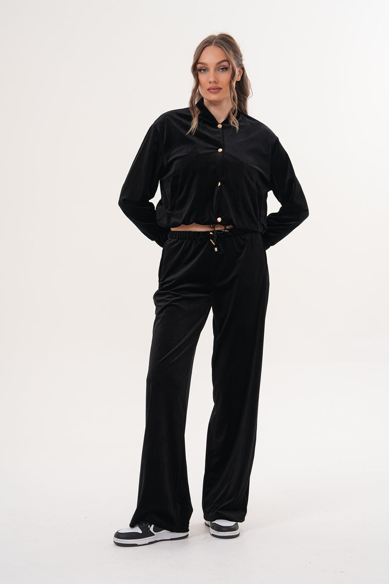 Siyah Kadife Ceket Pantolon İkili Takım