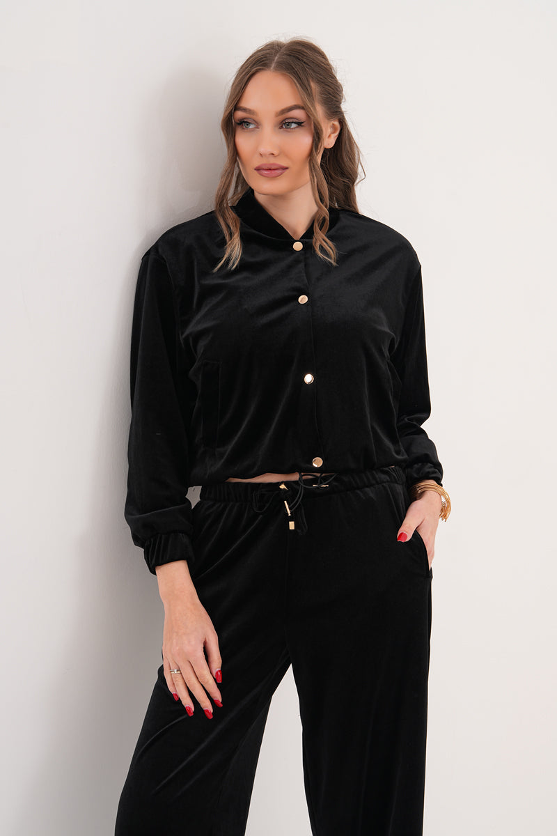 Siyah Kadife Ceket Pantolon İkili Takım