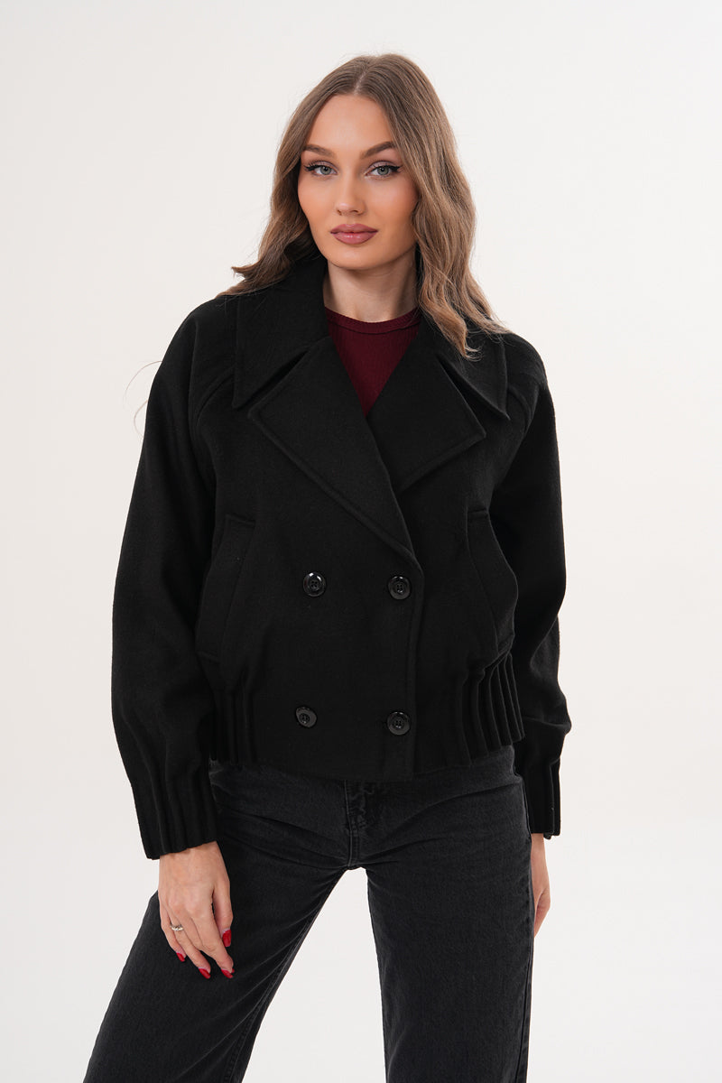 M.model Siyah Kisa Kaşe Kaban