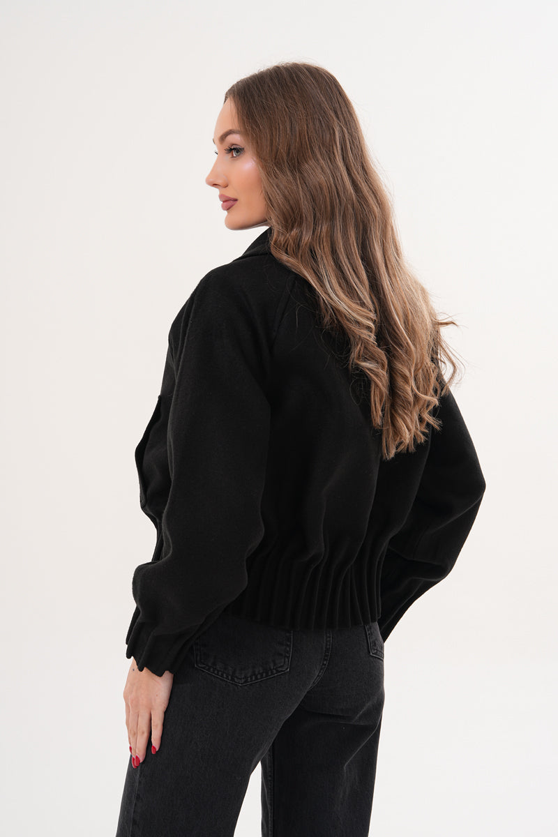 M.model Siyah Kisa Kaşe Kaban