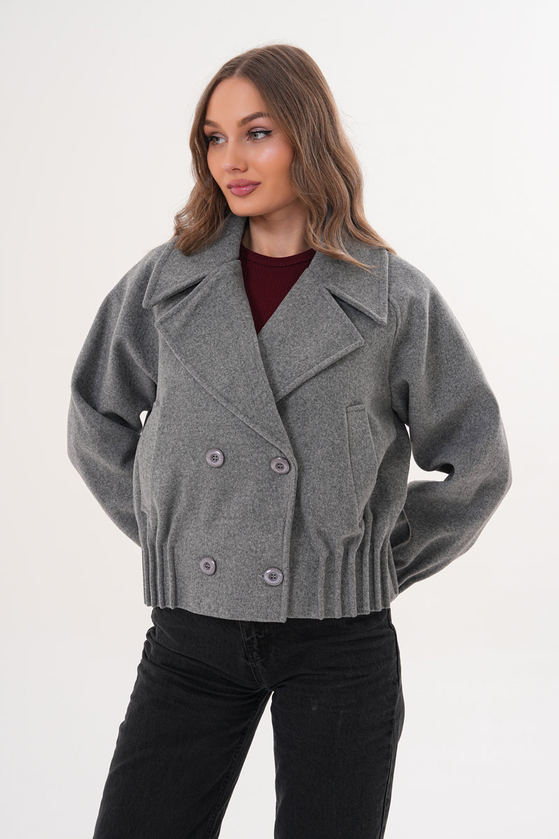 M.model Gri Kisa Kaşe Kaban