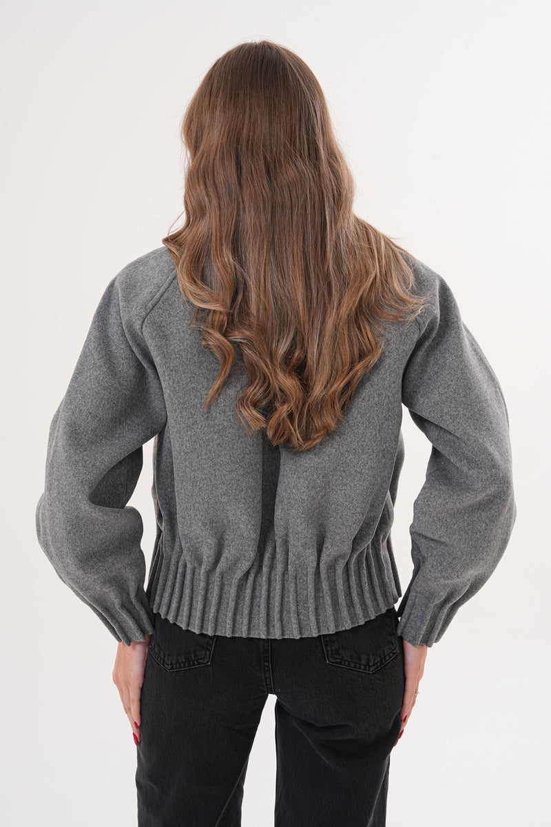 M.model Gri Kisa Kaşe Kaban