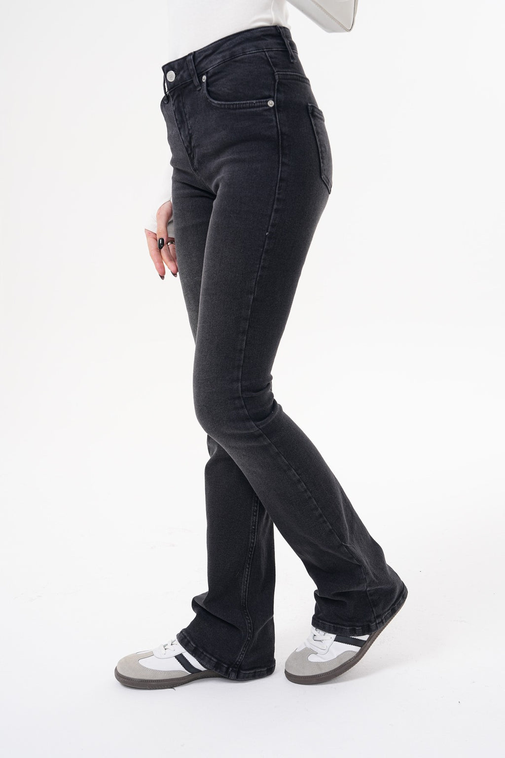 Siyah Yüksek Bel Flare Jean Pantolon