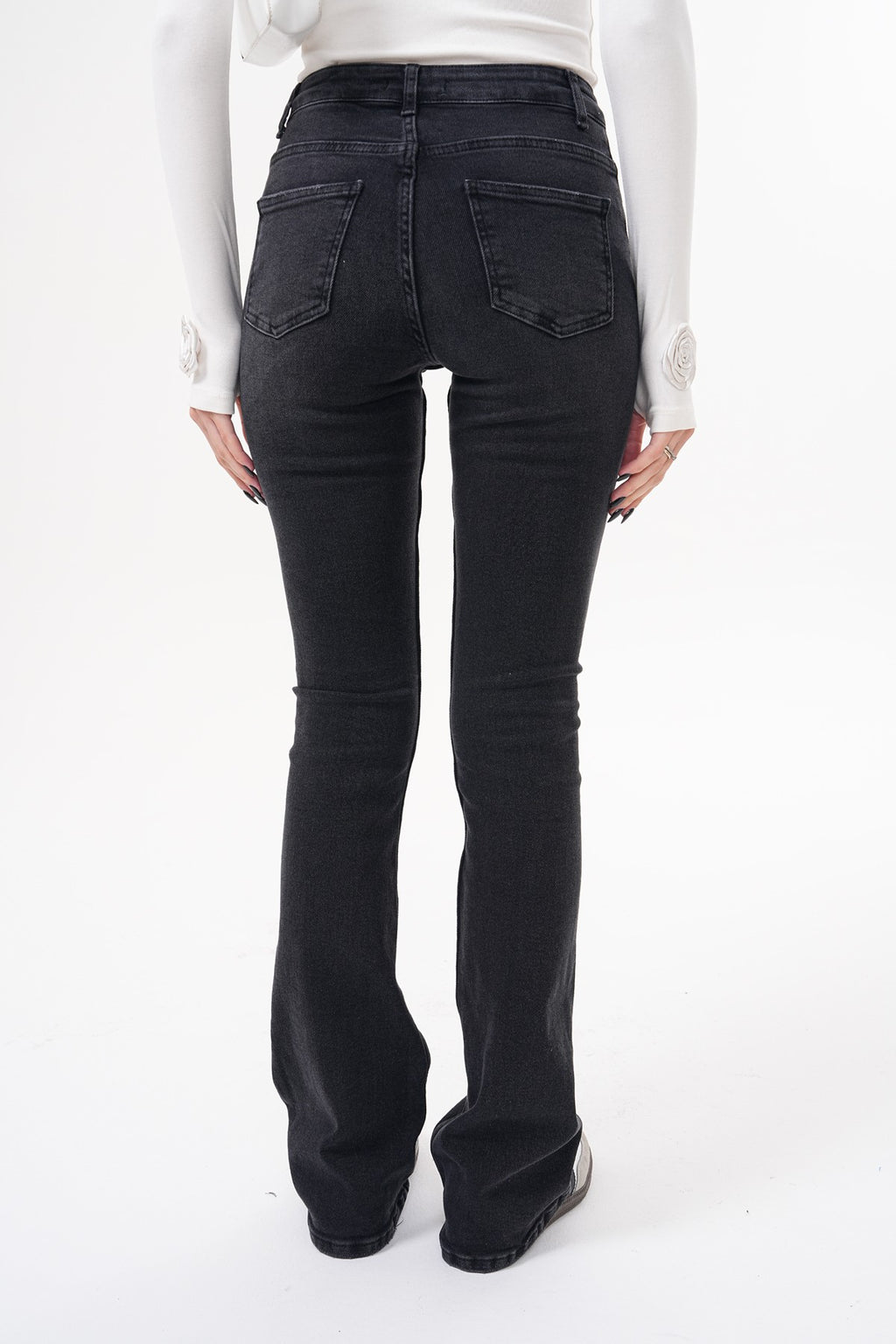 Siyah Yüksek Bel Flare Jean Pantolon