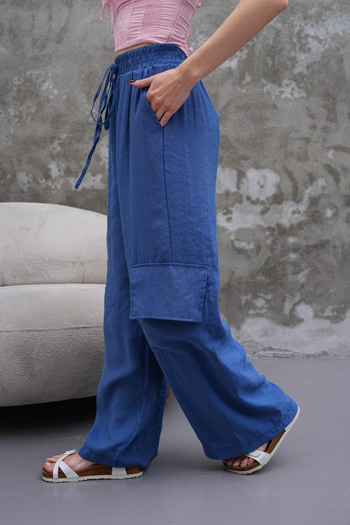 Açık Lacivert Hafif Kumaş Kargo Pantolon