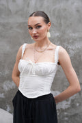 Beyaz Dantel Detaylı Korse Büstiyer