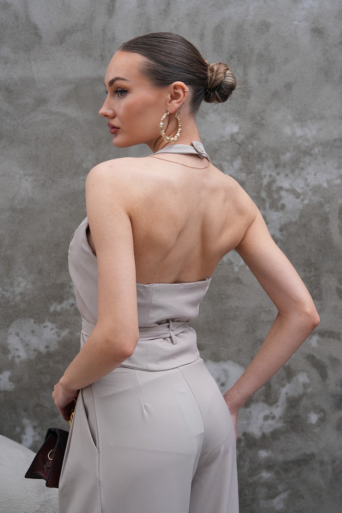 Taş Rengi Yelek Pantolon Takım