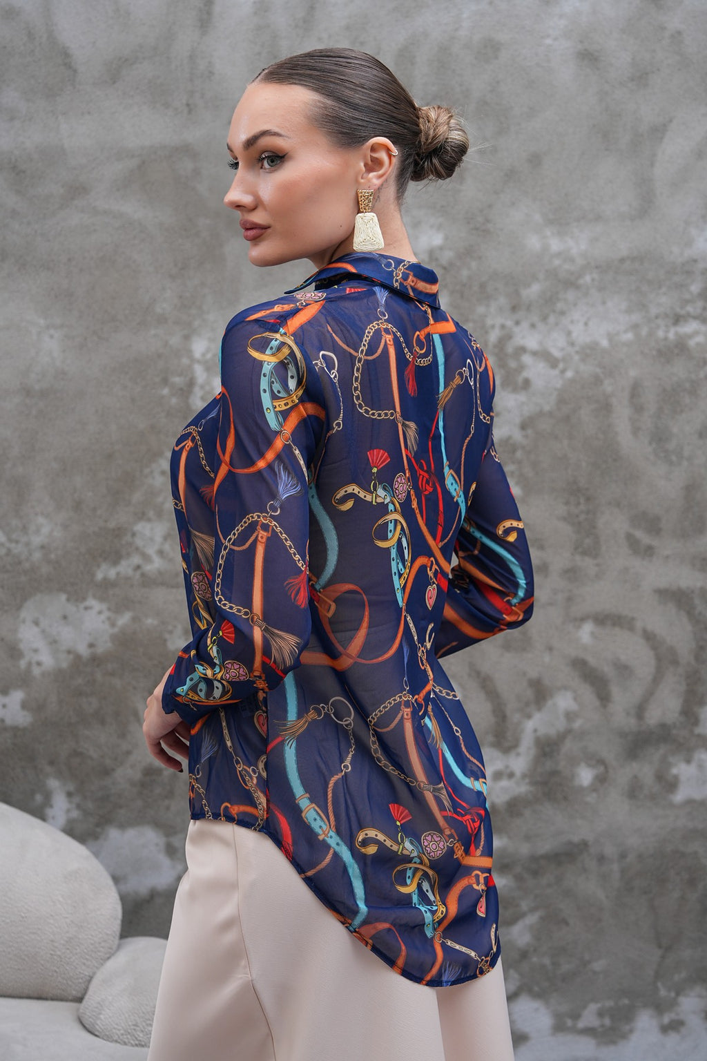 Şifon Desenli gömlek