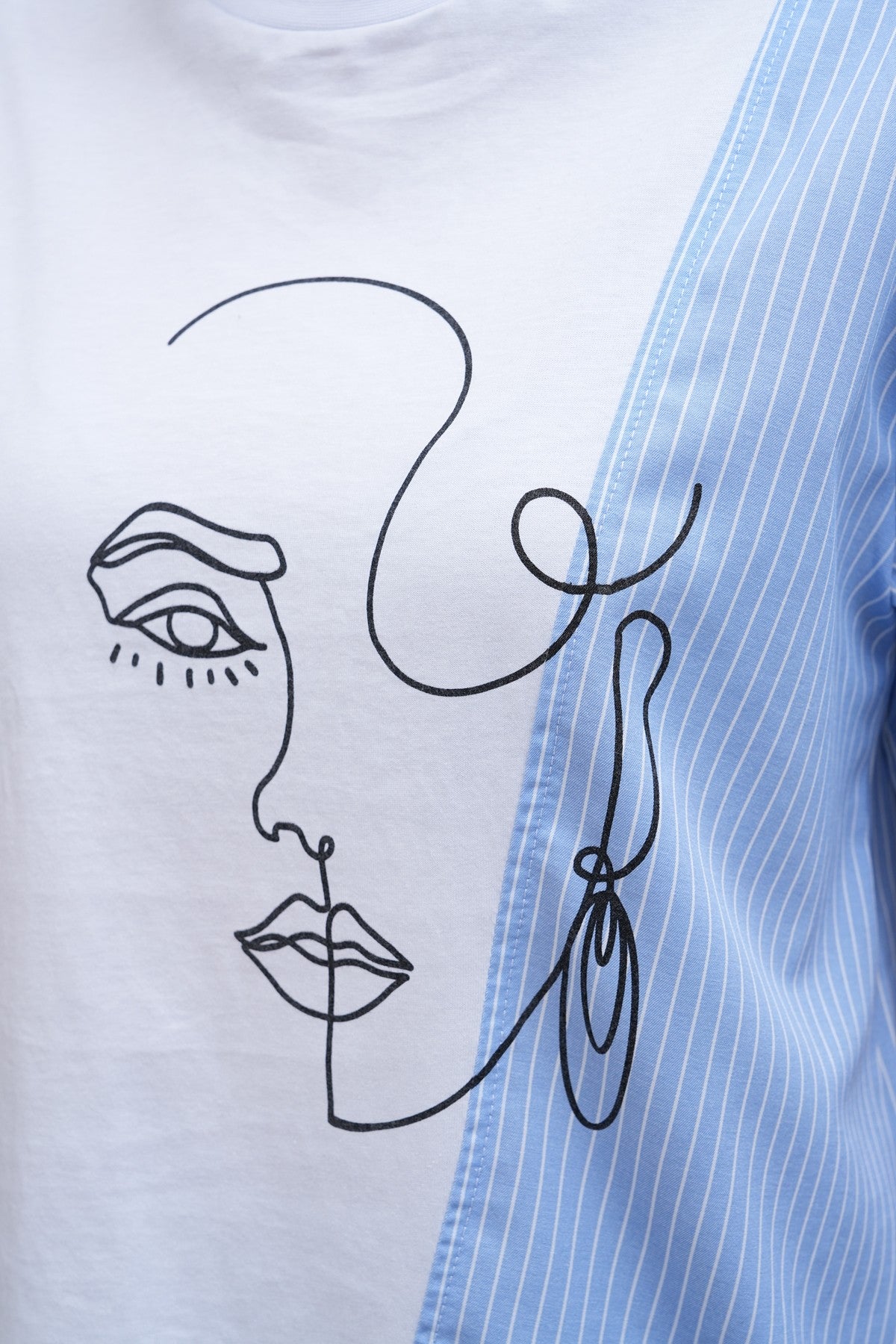 Çizgili Bisiklet Yaka Kısa Kol Elbise