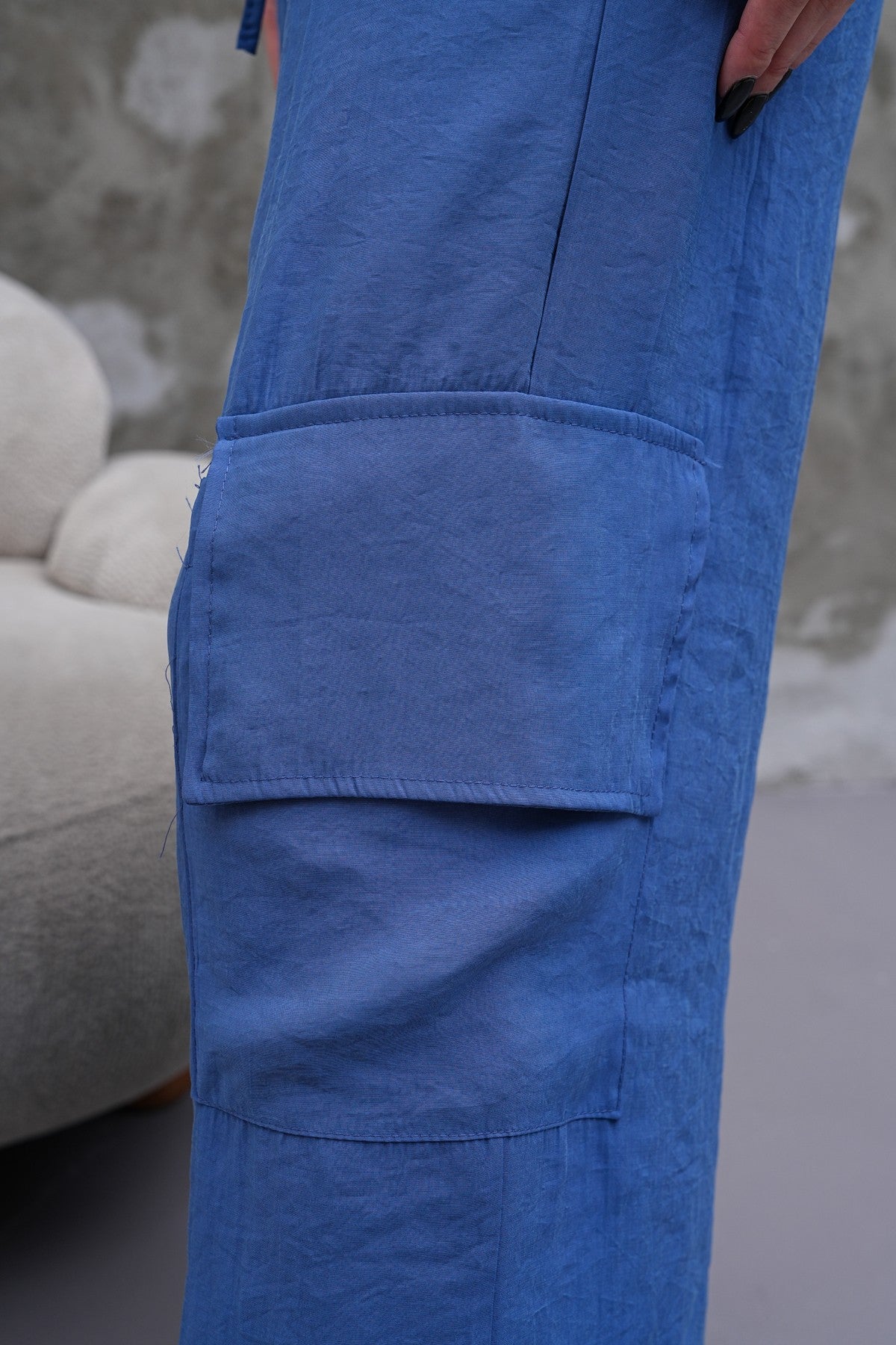 Açık Lacivert Hafif Kumaş Kargo Pantolon