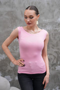 Pembe Basic Kayık Yaka Bluz