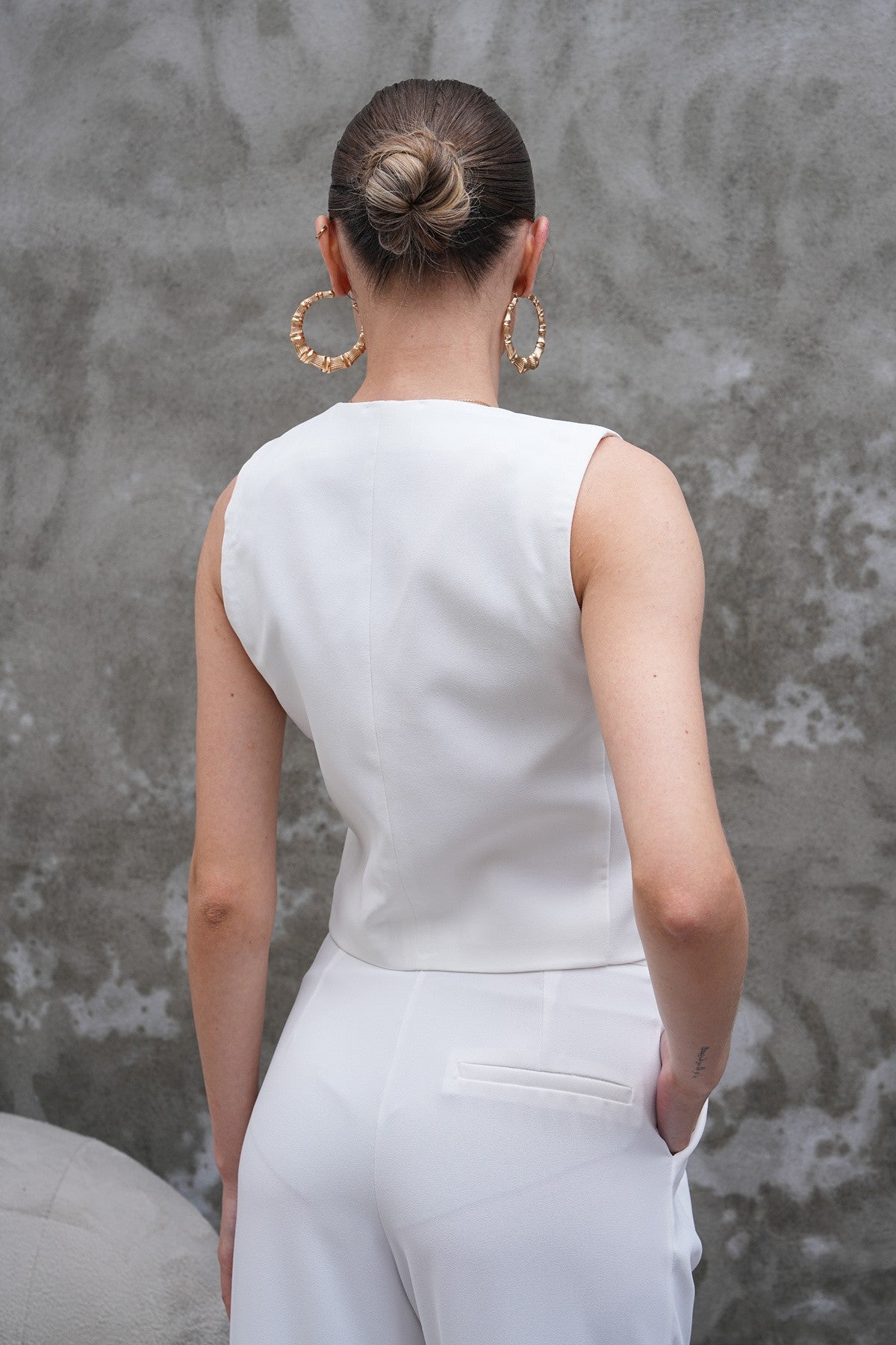 Beyaz Yelek Pantolon Takım