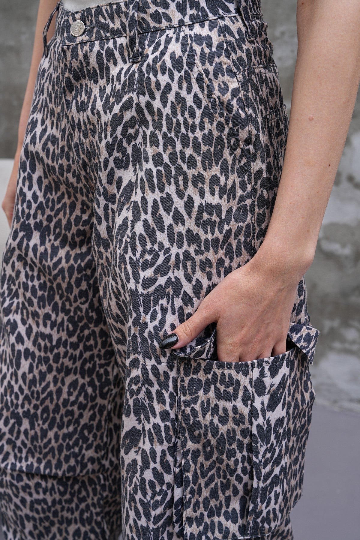 Leopar Desenli Kargo Pantolon