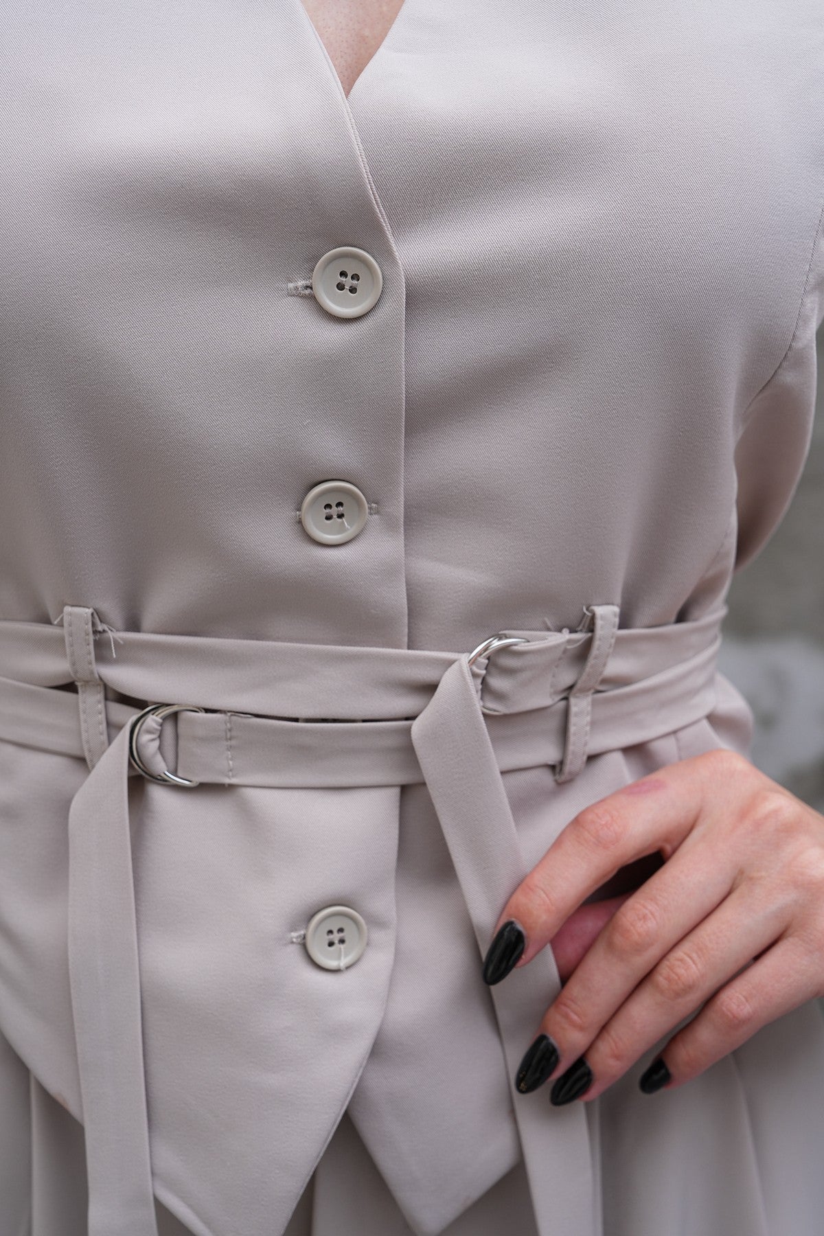 Taş Rengi Yelek Pantolon Takım