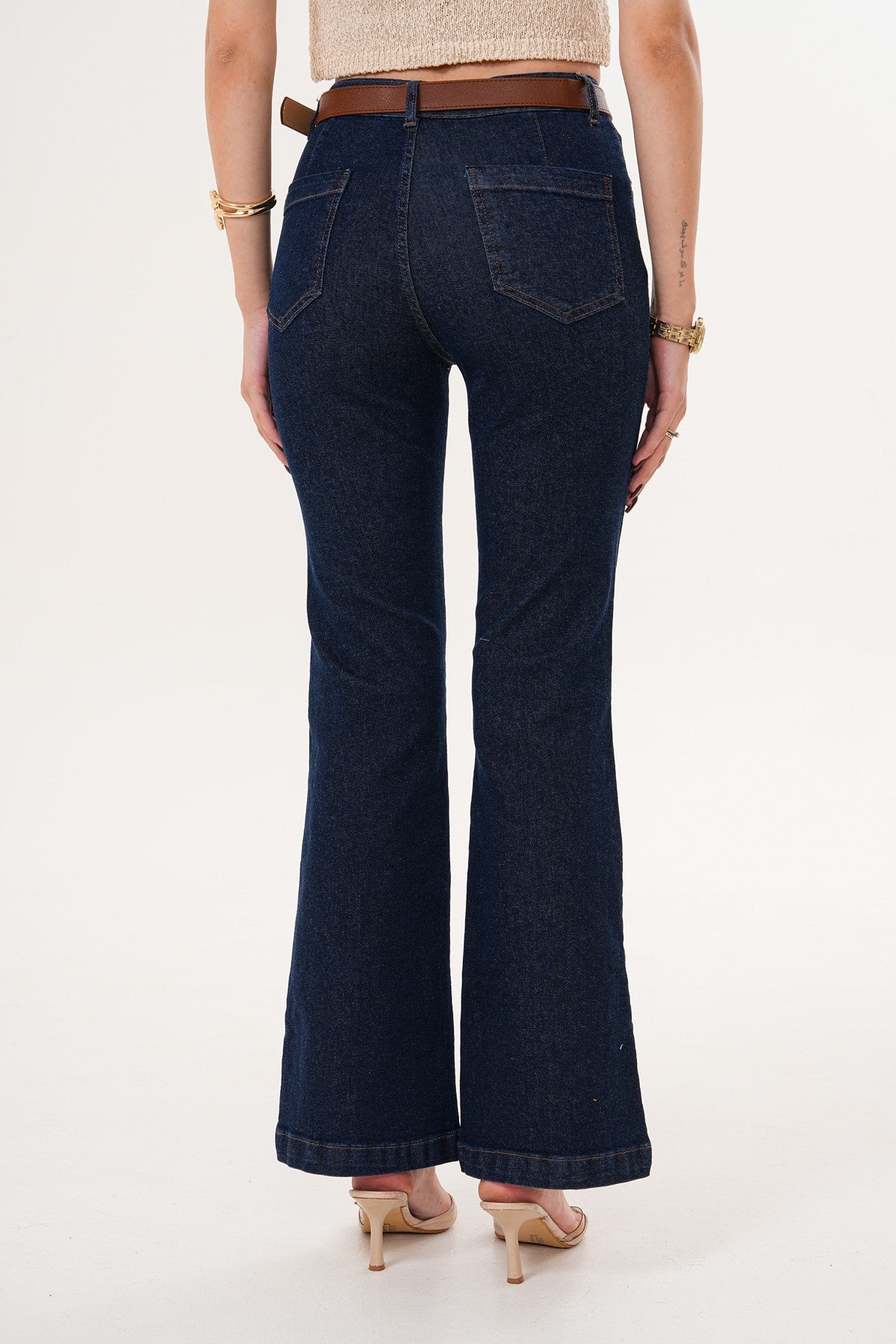 Lacivert Kemer Detaylı Kot pantolon