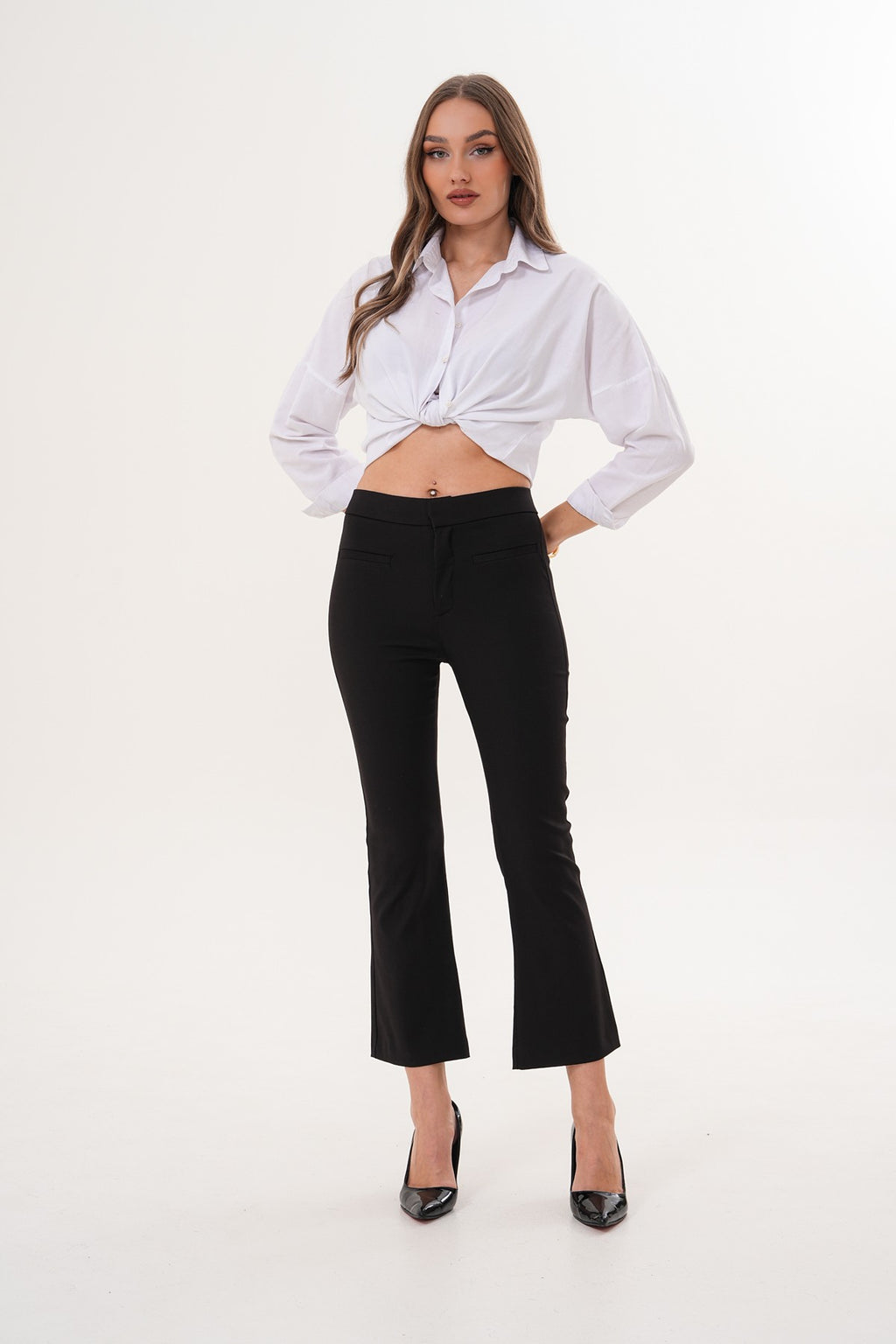Siyah Crop Pantolon