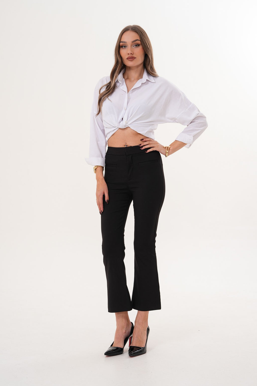 Siyah Crop Pantolon