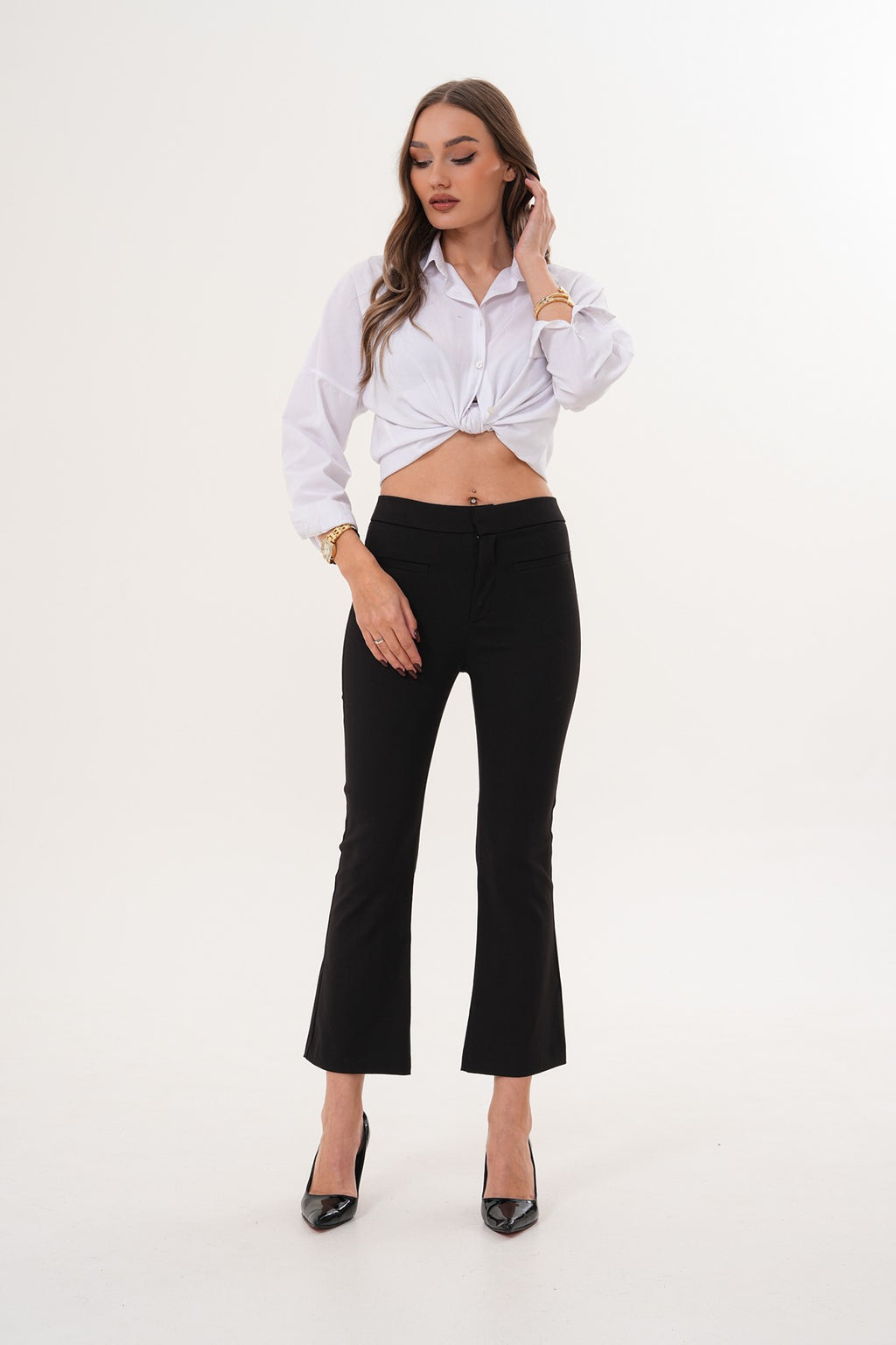 Siyah Crop Pantolon