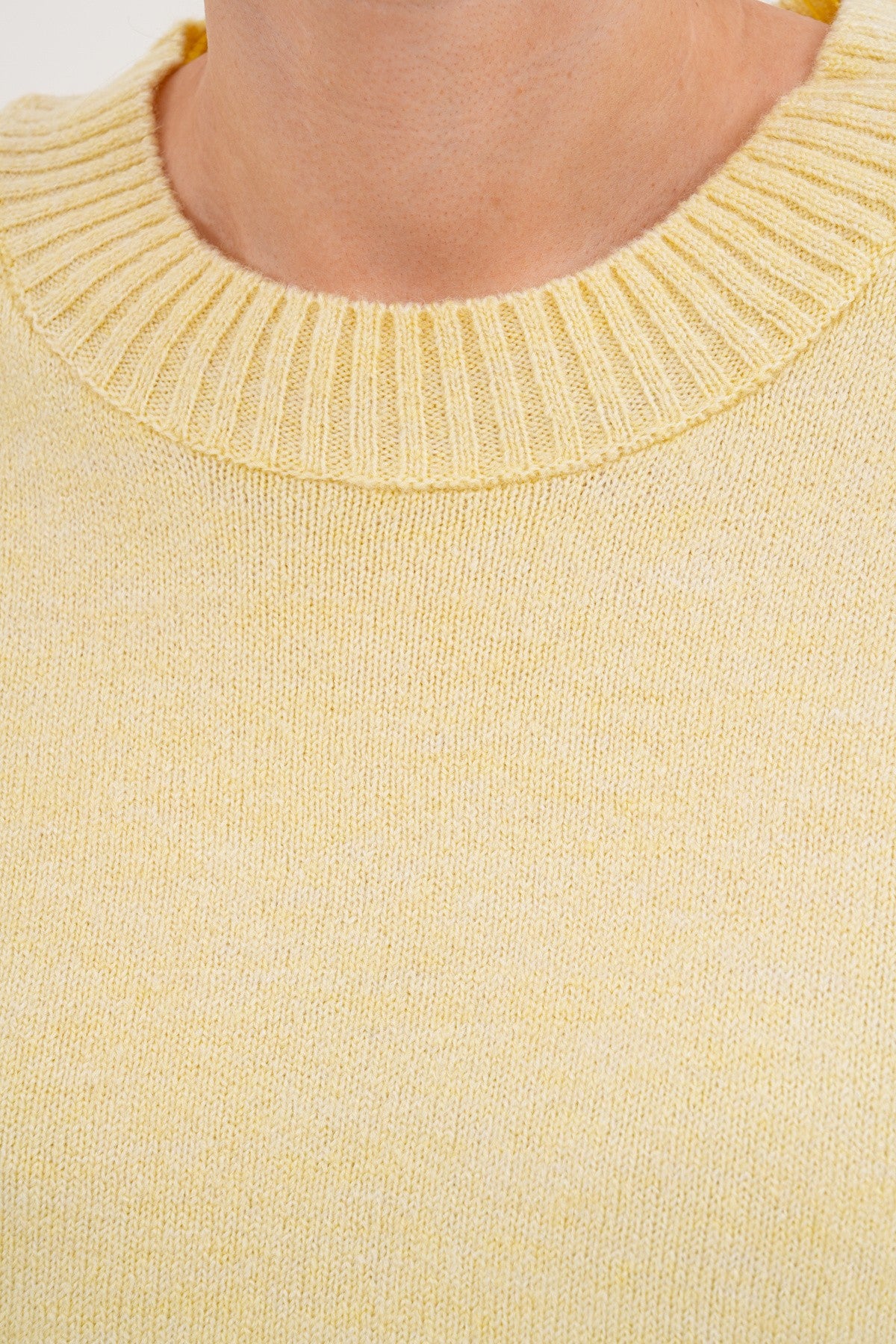 Oversize Bisiklet Yaka Sarı Kazak