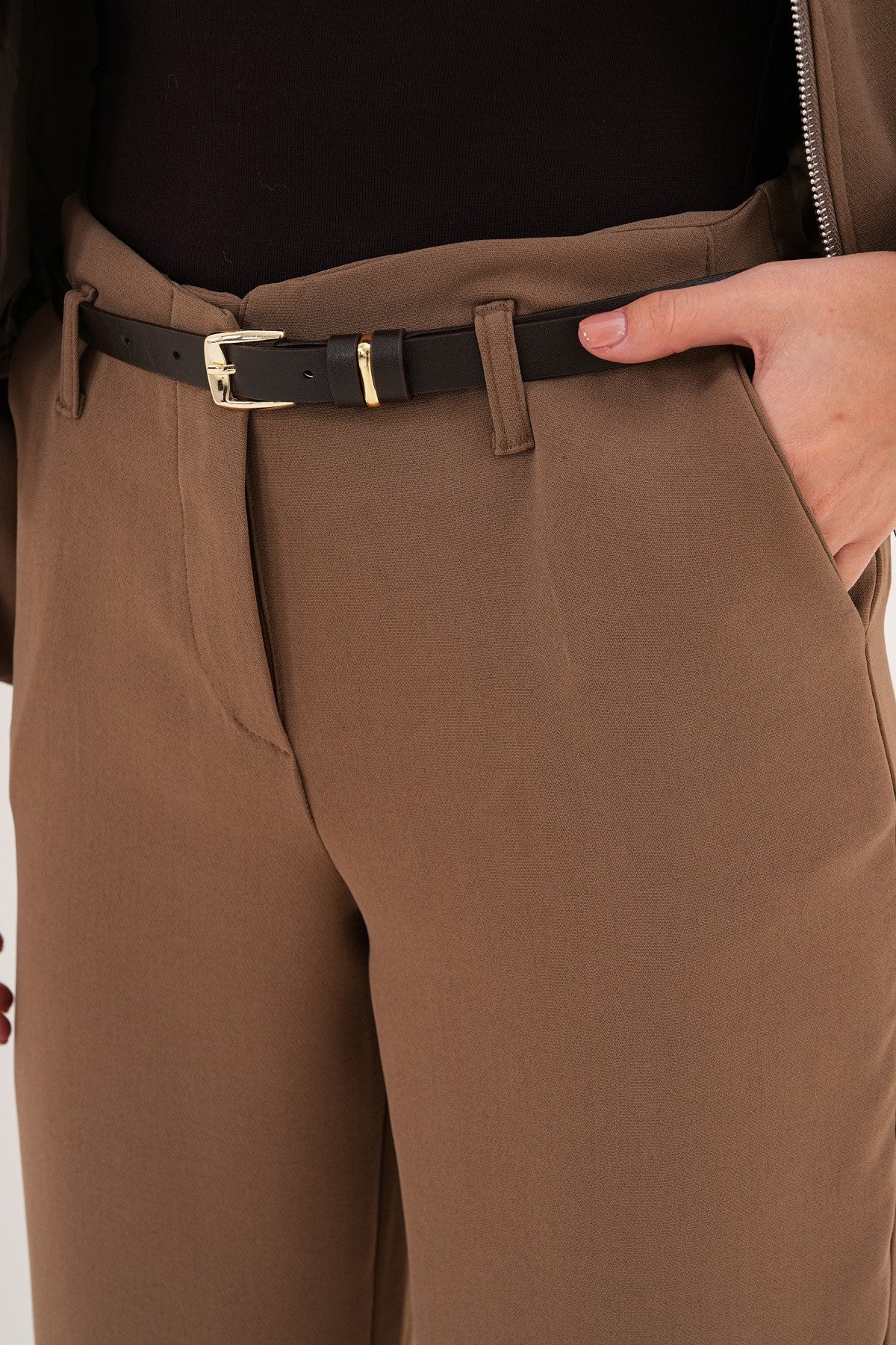 Kahverengi Bomber Ceket İkili Takım