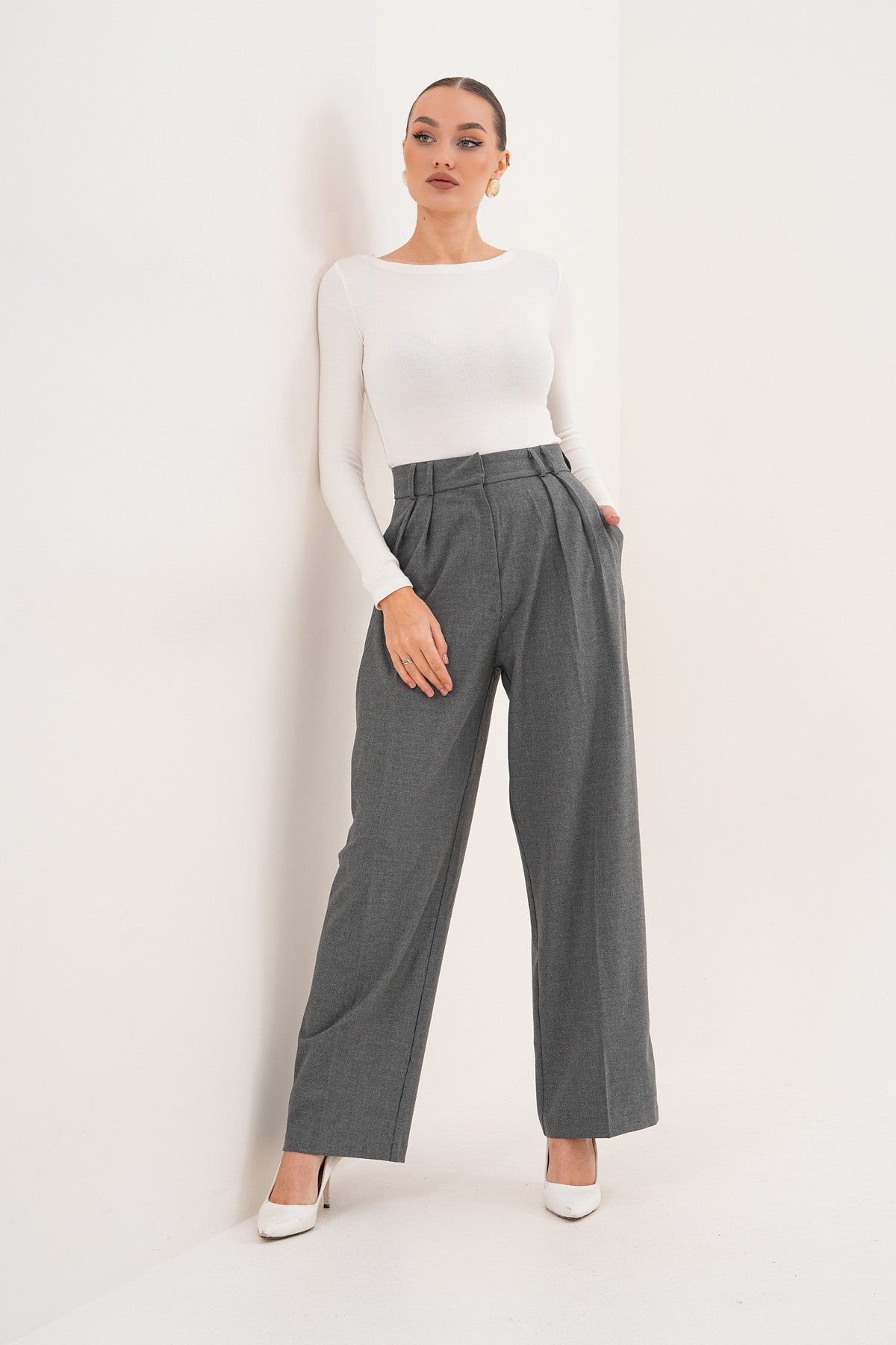Palazzo Gri Kumaş Pantolon