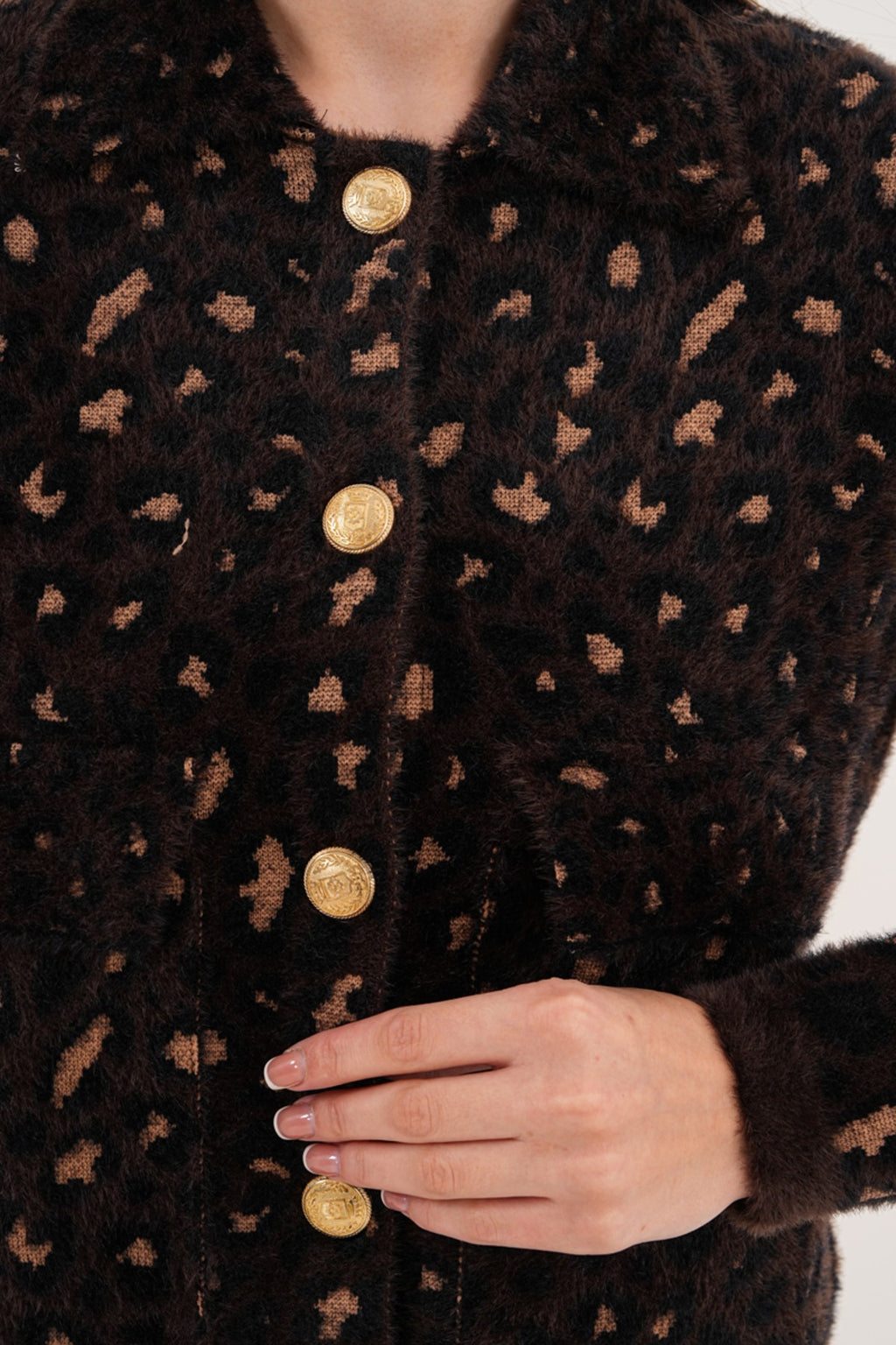 Leopar Desenli Yumuşak Triko Kazak