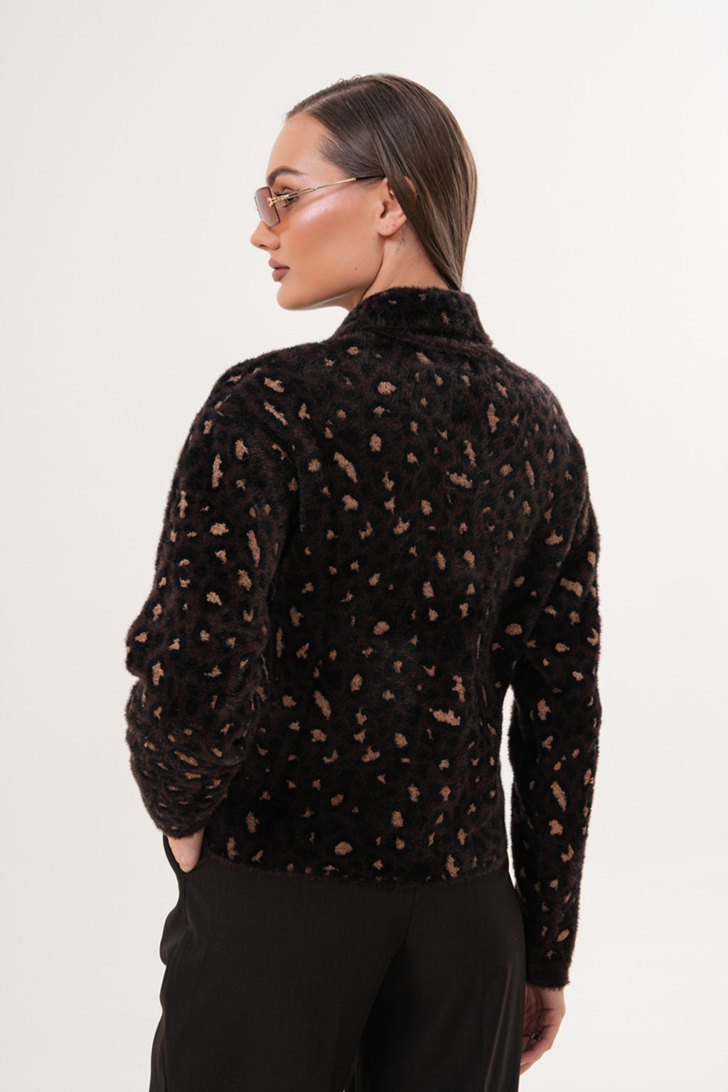 Leopar Desenli Yumuşak Triko Kazak