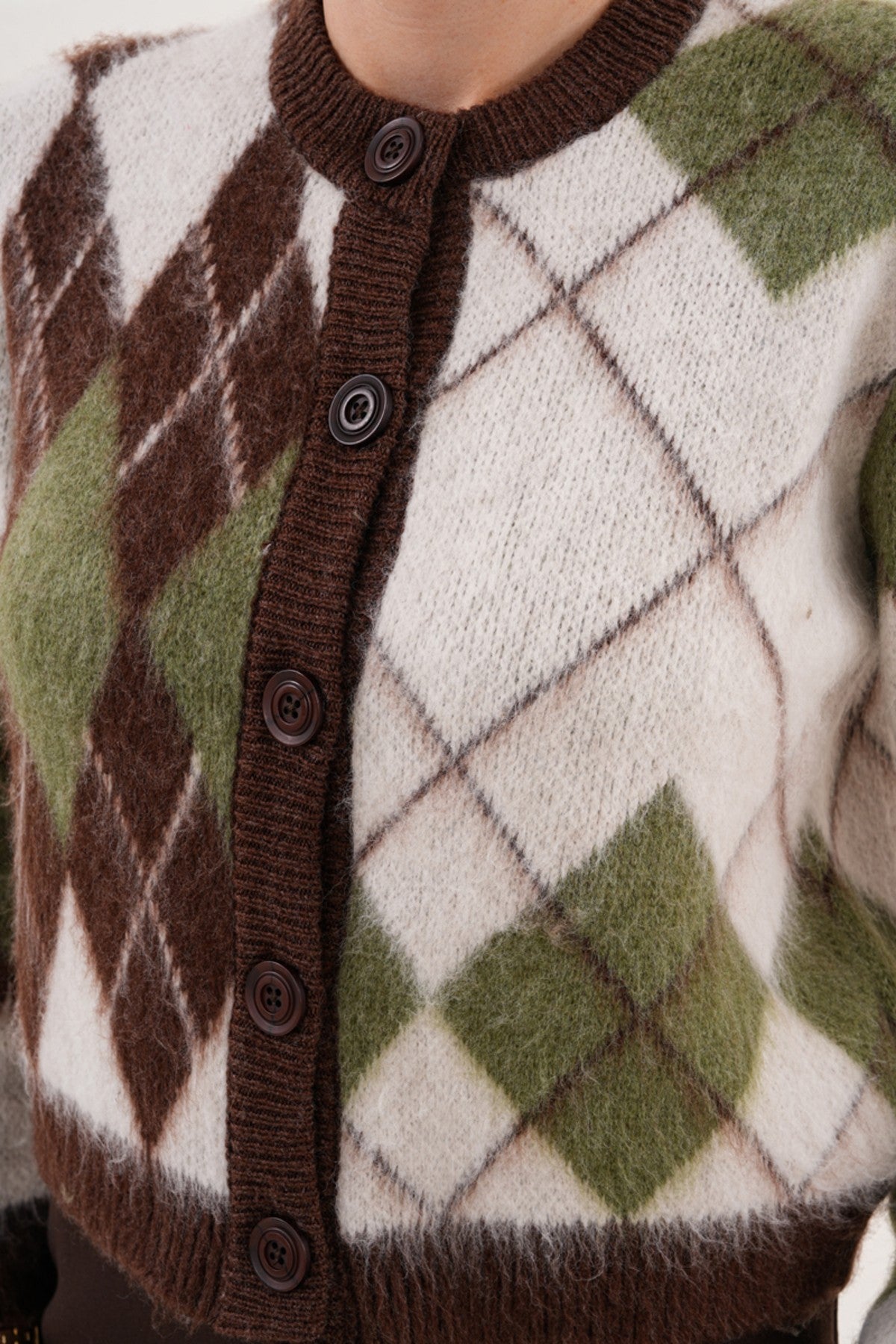 Baklava Desenli Düğmeli Hırka