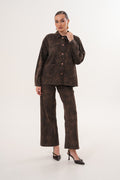 Leopar Desenli Kemerli Denim Takım